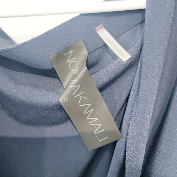 NEW Norma Kamali Drop One Shoulder Shift Midi Dress in Midnight Blue size small - Picture 9 of 10